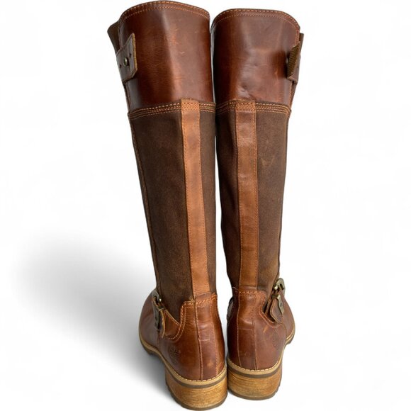 Timberland Bethal Tall Brown Leather Riding Zip Winter Harness Boots Women's 6 - Picture 9 of 14